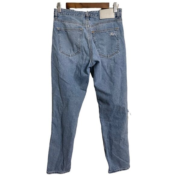 H&M &Denim Womens Light Boyfriend ow Waist Distressed Button Fly Jeans Size 25 - Picture 8 of 8